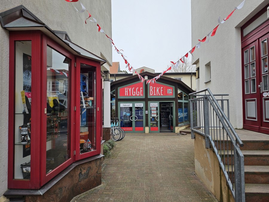 Onze fietsenwinkel in de Mühlenstraße, een beetje verborgen op de binnenplaats, © K&K Service GmbH/Kim David