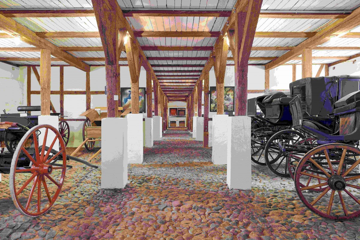 Historische werkende paardenstal met koetsententoonstelling, © Veit Vielhaber Historische werkende paardenstal met koetsententoonstelling, © Veit Vielhaber