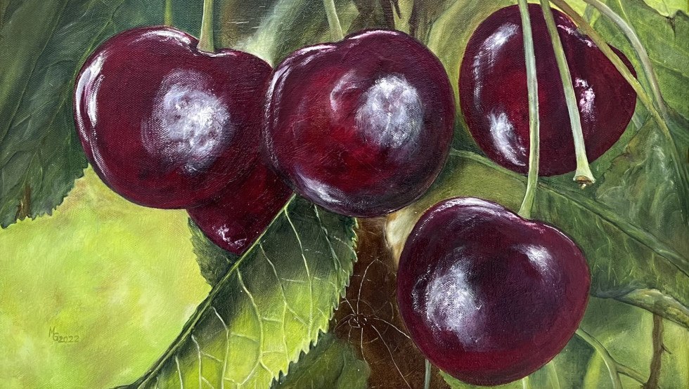 Schwarzkirschen, 2022, &Ouml;l auf Leinwand&copy;Mariette Gr&uuml;tzmacher, &copy; Mariette Gr&uuml;tzmacher