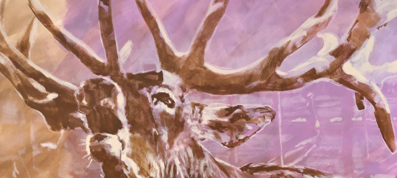 roaring stag in pink oil painting // © Müritzeum roaring stag in pink oil painting // © Müritzeum