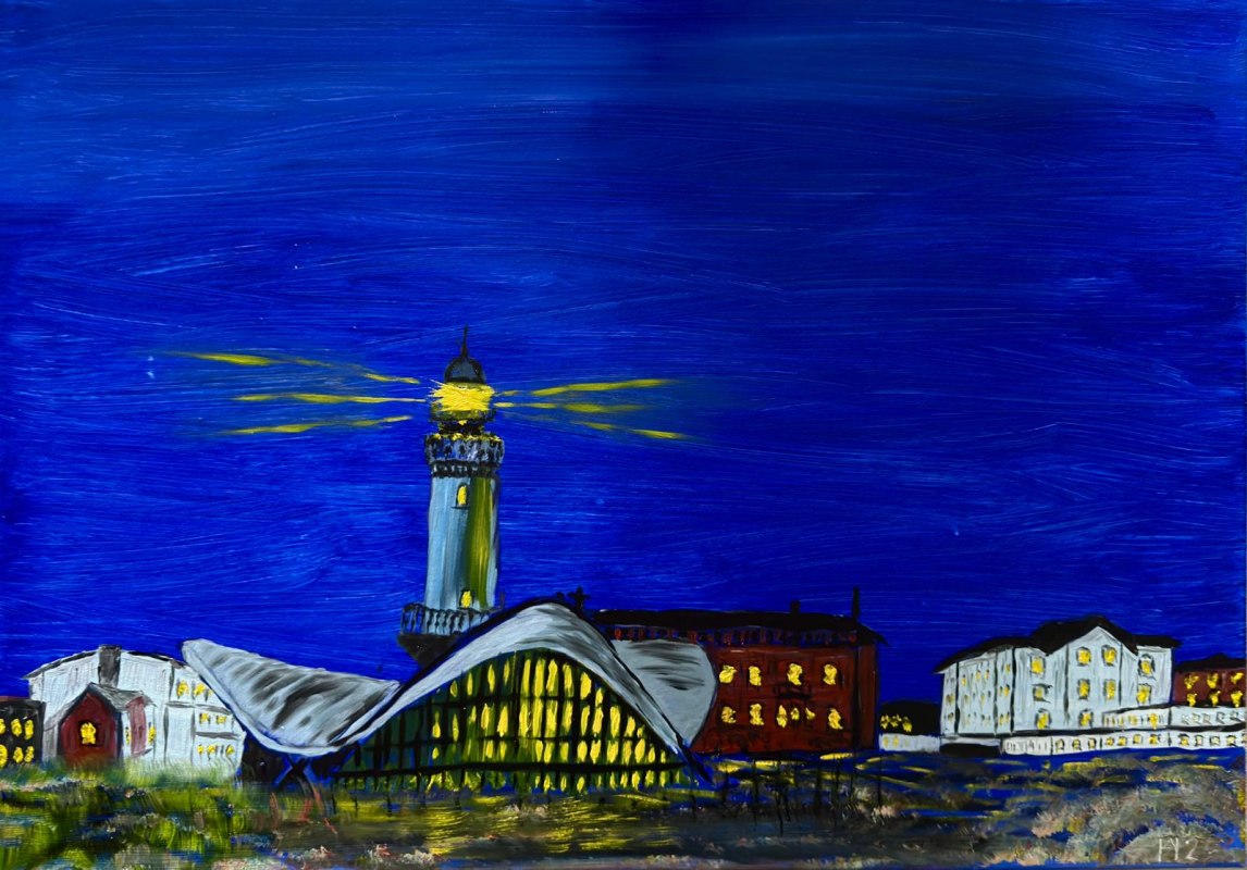 Blauw uur bij de vuurtoren van Warnem&uuml;nde // &copy; W. Hube