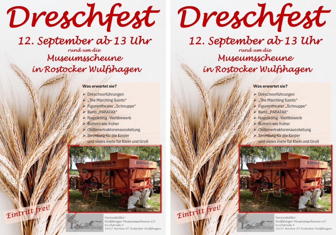 Threshing festival in the Wulfshäger museum barn // © W. Ehlers Threshing festival in the Wulfshäger museum barn // © W. Ehlers
