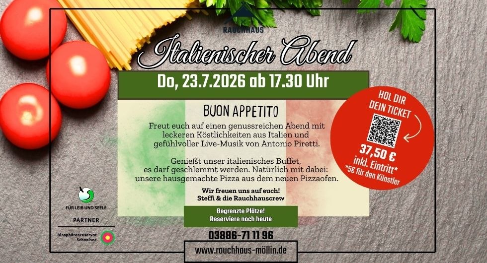 Italian Evening at the Rauchhaus // &copy; Rauchhaus M&ouml;llin