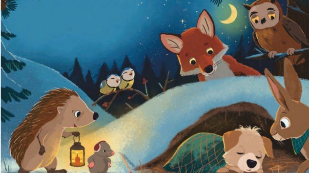 Leśne zwierzęta znajdują w lesie szczeniaka. Początek wspaniałej historii., © Stadtbibliothek Stralsund