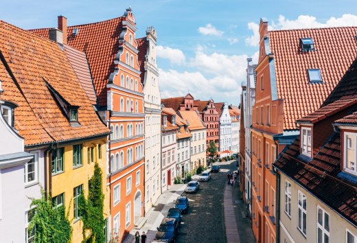 Wgląd w uliczki starego miasta w Rostocku, © TMV/Gänsicke