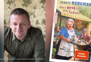 Renate Bergmann &raquo;Aber bitte mit Sahne!&laquo; &ndash; Die Online-Omi br&uuml;ht auf // &copy; Portraitfoto: Dagmar Morath | Buchcover: Rowohlt Verlag (Torsten Rohde &ndash; bereitgestellt)