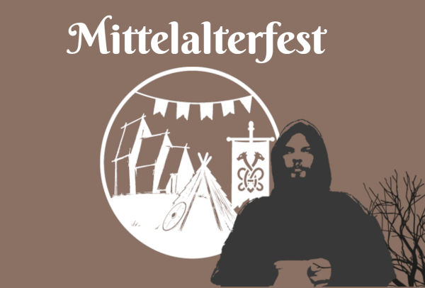 Logo van het middeleeuwse feest in Kirch Mummendorf met een schimmig afgebeelde monnik die een kruik draagt. // &copy; Christian B&ouml;hler
