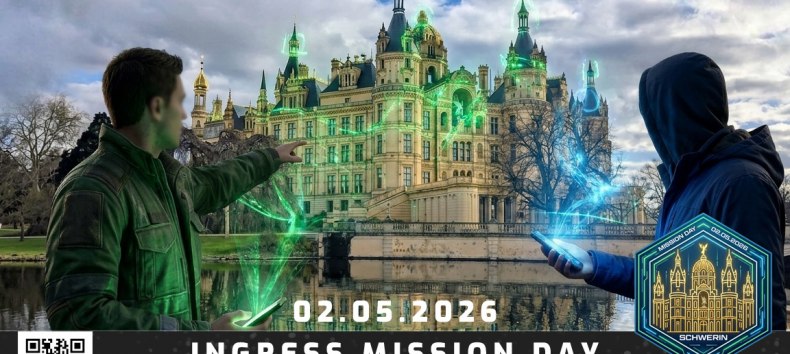 Eine Darstellung, wie man sich Ingress im echten Leben vorstellen kann; zwei Teams k&auml;mpfen gegeneinander um den Besitz der "Portale", die auf realen Sehensw&uuml;rdigkeiten beruhen. // &copy; Lukas Reckow / LukeAllStars