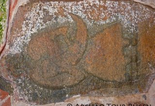 Svantevit stone in the church Altenkirchen // &copy; Arch&auml;o Tour R&uuml;gen