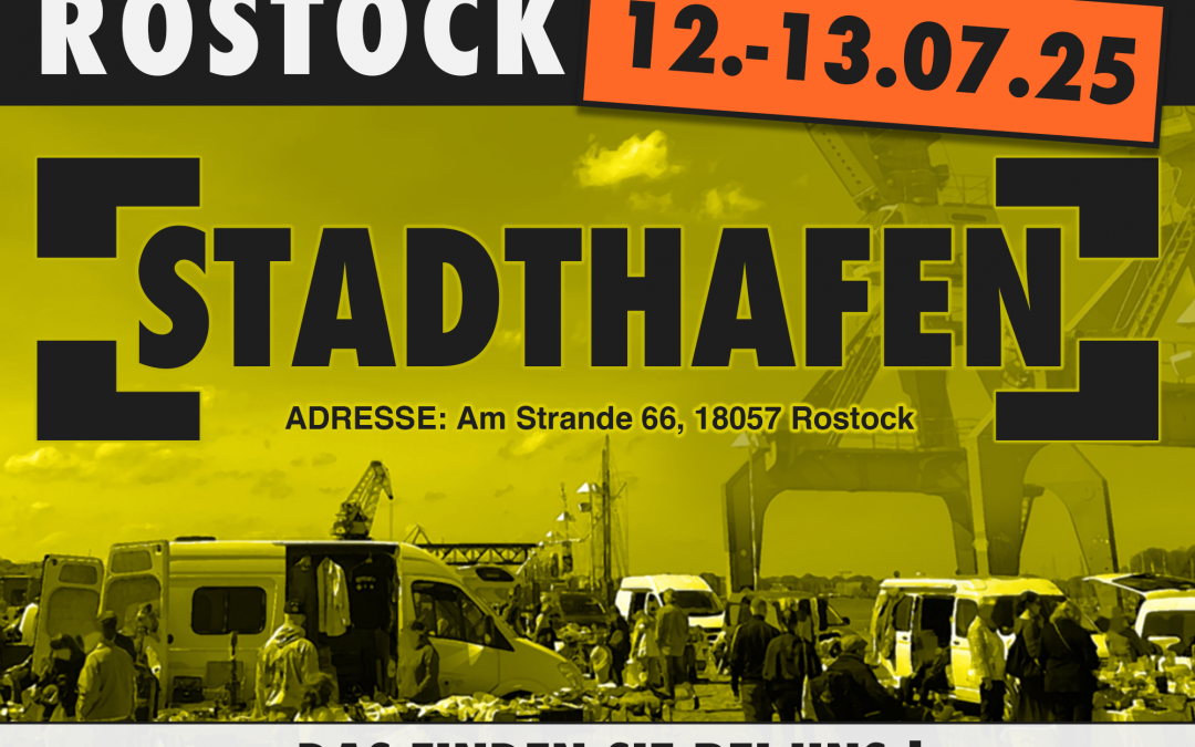 Adres: Am Strande 66, 18057 RostockKraamkosten:Vlooienmarktartikelen/handwerk : 8 €/meterNieuwe artikelen (beperkt) : 12 €/meterDeelnemersinformatie:Opzetten za/zo vanaf 6:00 uurOntruimen vanaf 16:00 uurBelangrijke opmerkingen:Handelaren die twee dagen op onze markten staan, betalen op de 2e dag van het evenement 1€ per meter minder.We kunnen aan de hand van de kassabon nagaan wie er op beide dagen van het evenement deelneemt., © Lennard Kuhring