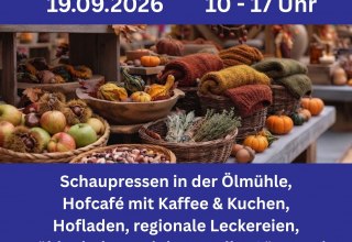All the information about the Organic Country Fair on September 19, 2026, from 10 a.m. to 5 p.m., featuring artisans at the Ostseem&uuml;hle in Langenhanshagen // &copy; Ostseem&uuml;hle