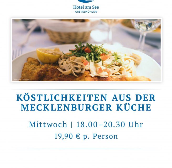 Rustikal angerichtete regionale Spezialitäten aus Mecklenburg, z. B. Fisch, Fleisch und frische Beilagen, appetitlich präsentiert. // © spreepiraten® Rustikal angerichtete regionale Spezialitäten aus Mecklenburg, z. B. Fisch, Fleisch und frische Beilagen, appetitlich präsentiert. // © spreepiraten®