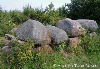 das am n&ouml;rdlichen Rand einer Kiesgrube gelegene Gro&szlig;steingrab Nipmerow // &copy; Arch&auml;o Tour R&uuml;gen
