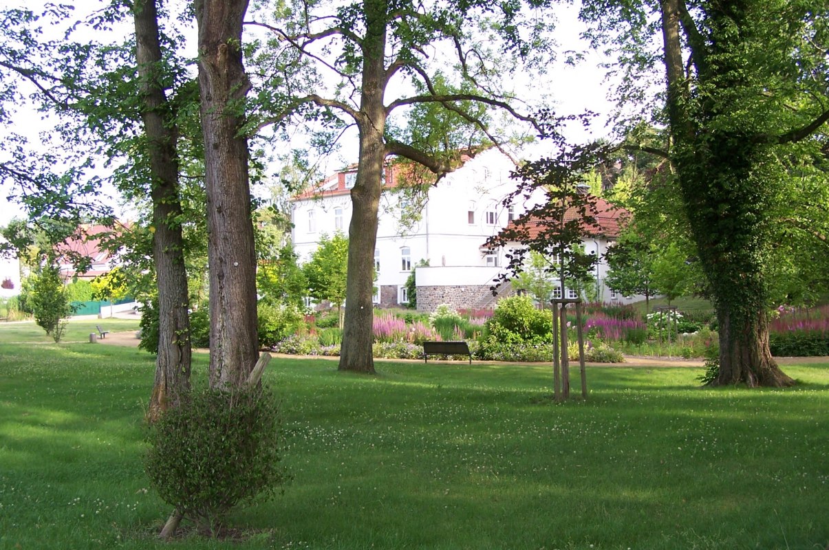 Het park ligt direct aan de achterkant van het Haus des Gastes, © Kurverwaltung Feldberger Seenlandschaft Het park ligt direct aan de achterkant van het Haus des Gastes, © Kurverwaltung Feldberger Seenlandschaft