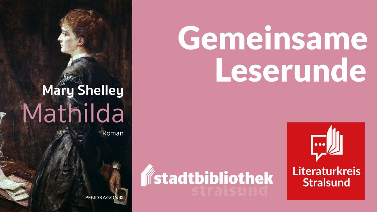 Book cover Mathilda and logo of the Literaturkreis Stralsund, &copy; Literaturkreis Stralsund