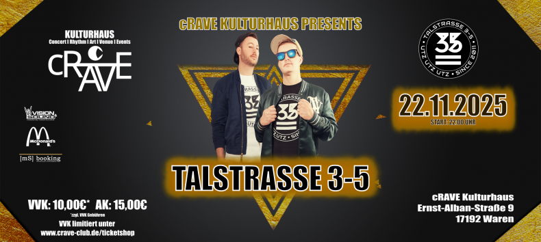 cRAVE Kulturhaus prezentuje: TALSTRASSE 3-5 🎉, © cRAVE Kulturhaus