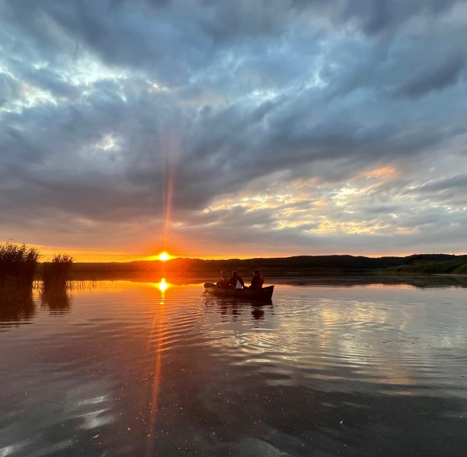 In der Zeit um Mittsommer herum wird es im Naturpark Mecklenburgische Schweiz und Kummerower See nicht mehr richtig dunkel. Die Sonne geht zwar bereits um 19:47 Uhr unter, aber die Abendd&auml;mmerung geht bis weit &uuml;ber Mitternacht hinaus, bevor kurz nach 4 Uhr die Morgend&auml;mmerung einsetzt. Der Mond steht zu dieser Zeit voll am Himmel, als zunehmender Halbmond.
Zu dieser Zeit zwischen den Zeiten l&auml;dt der Naturpark zu einer Paddeltour auf der Peene und den Torfstichen bei Malchin ein. Die Landschaft und die wunderbare Wasserwelt sind dann in ein mystisches Zwielicht getaucht. Die Ger&auml;usche des Tages sind verstummt und die Tiere der Nacht lassen sich h&ouml;ren. Mit etwas Gl&uuml;ck sind sogar Biber zu beobachten, die jetzt zum Vorschein kommen. Ein Naturpark-Ranger vermittelt Ihnen unterwegs viel Interessantes &uuml;ber Biber und Fischotter, die Vogelwelt am Wasser, zur Fluss- und Moorlandschaft der Peene und &uuml;ber den Naturpark.
Treffpunkt ist in Malchin am Kanu-Club &bdquo;K&ouml;sters Eck&ldquo; (Am Kanal 2, 17139 Malchin). Die Bekleidung sollte dem Wetter angepasst sein.
Da die Teilnehmeranzahl begrenzt ist, bitten wir, sich im Naturpark unter der Telefonnummer 0385 588 64 830 anzumelden. Bitte geben Sie dazu auch an, ob Sie als Familie kommen. Das hilft uns bei der Planung der Bootsbelegung.
F&uuml;r die Benutzung der Boote ist ein Unkostenbeitrag von 15 Euro pro Teilnehmer zu entrichten. // &copy; Gudrun Marin-Ziegler