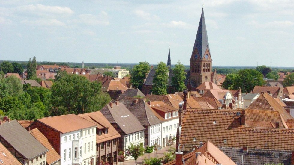 Uitzicht over Hagenow vanaf de stadhuistoren, © Stadt Hagenow Uitzicht over Hagenow vanaf de stadhuistoren, © Stadt Hagenow