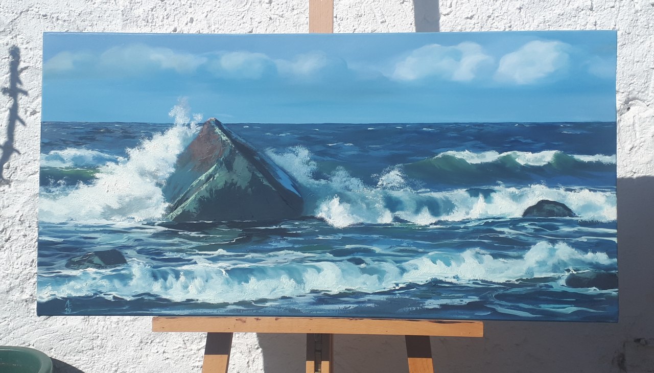 En hier is een olieverfschilderij met een motief van het eiland., &copy; Anja Gehrke