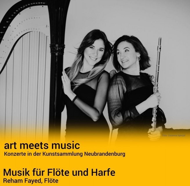 kunst ontmoet muziek - Reham Fayed, fluit / Rosa Díaz Cotán, harp // © Kunstsammlung Neubrandenburg kunst ontmoet muziek - Reham Fayed, fluit / Rosa Díaz Cotán, harp // © Kunstsammlung Neubrandenburg