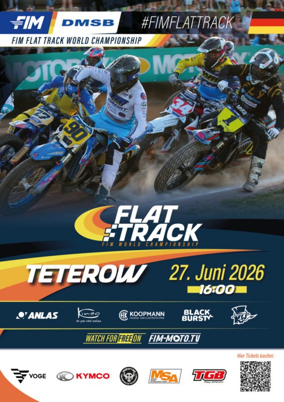 Official poster FIM FLAT TRACK WORLD CHAMPIONCHIP TETEROW 2026 // © FIM FLAT TRACK WORLD CHAMPIONCHIP Official poster FIM FLAT TRACK WORLD CHAMPIONCHIP TETEROW 2026 // © FIM FLAT TRACK WORLD CHAMPIONCHIP