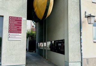 The Poetry Window is located at Mühlenstraße 41 in Stralsund, right under the whale. // © @ankevomsund The Poetry Window is located at Mühlenstraße 41 in Stralsund, right under the whale. // © @ankevomsund