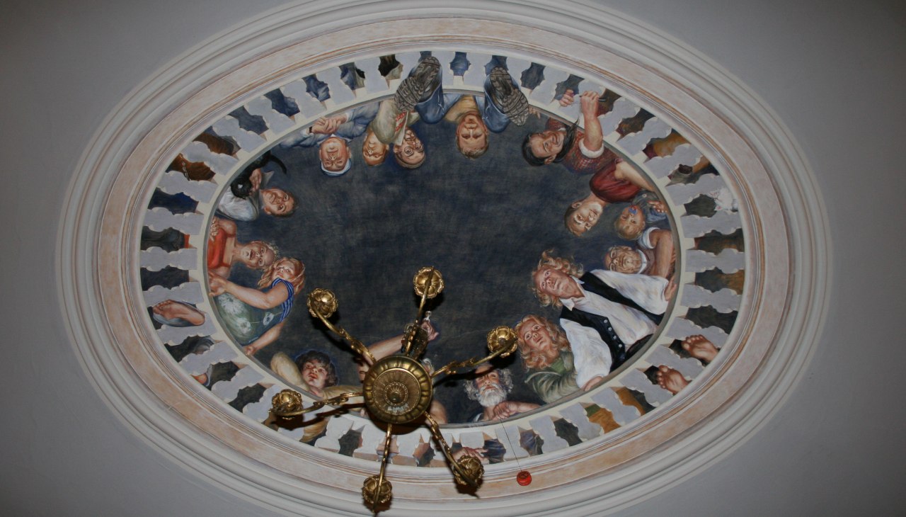 Plafondschildering in het landhuis Heinrichsruh, © Tourismusverband Vorpommern e.V. Plafondschildering in het landhuis Heinrichsruh, © Tourismusverband Vorpommern e.V.