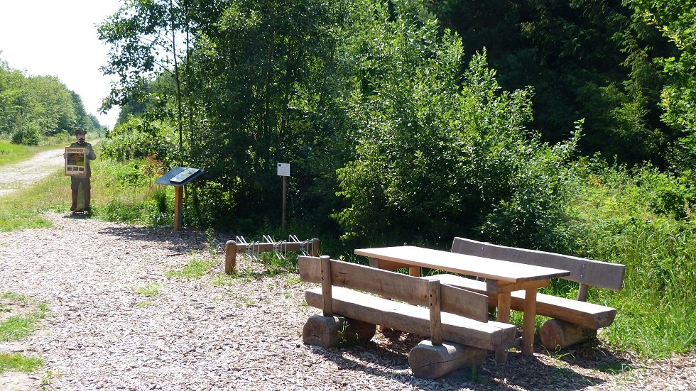 Er is een picknickplaats bij de ingang van het avonturenpad door het bos., © Ummanz-Information/Bordych