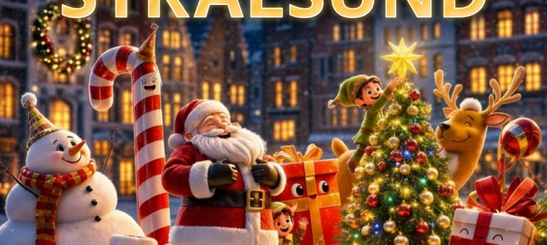 Kerstfeest in Stralsund, inclusief buffet, onbeperkt drankjes en een showprogramma // &copy; Ikovera UG (KI-bearbeitet)