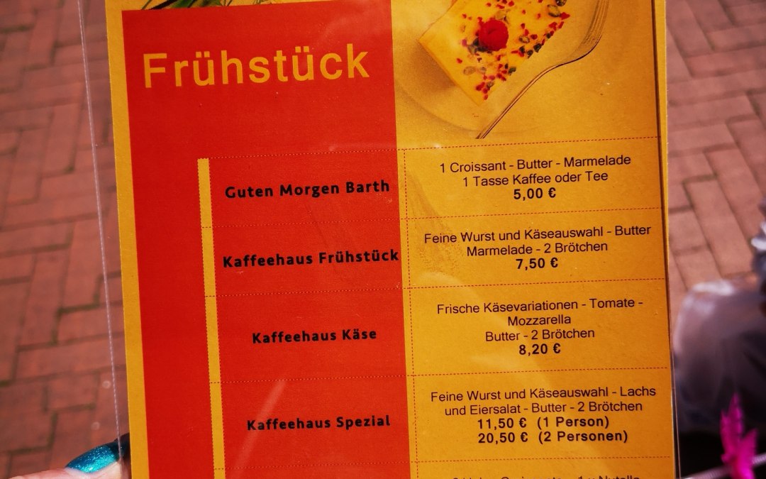 Breakfast card back, © Kaffeehaus Barth