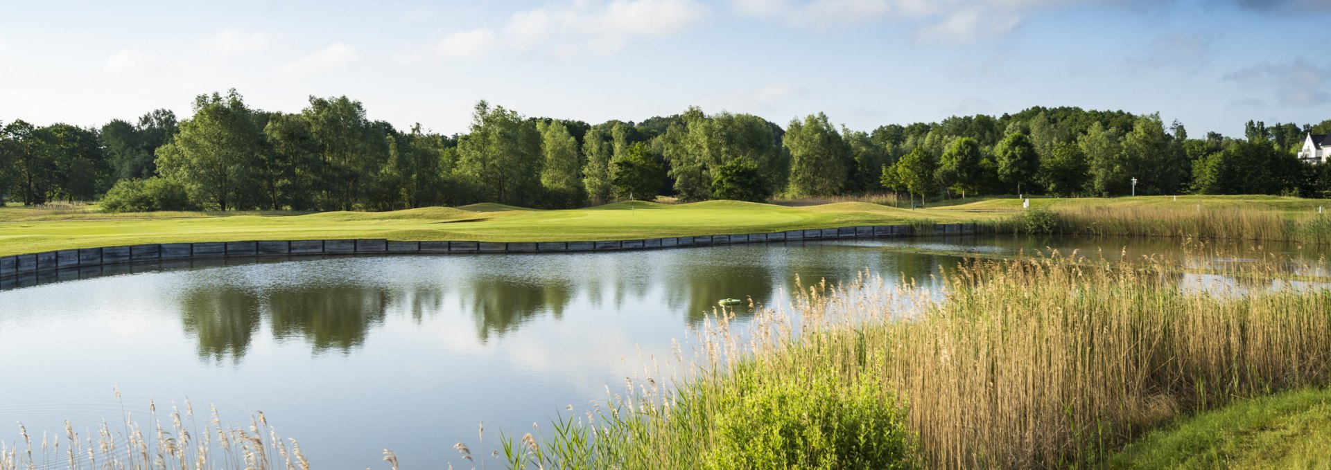 The Fleesensee golf course with water in the foreground