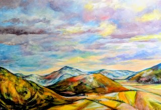 Mountain worlds, acrylic, 60 x 80 x 4 // &copy; Boss, Grit