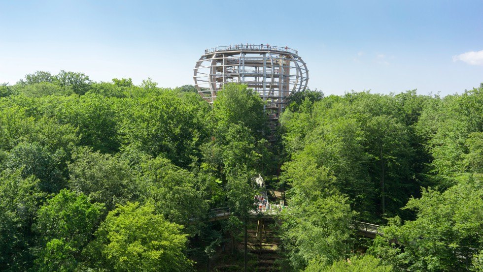 Enjoy the panoramic view at a height of 40 meters from the "Adlerhorst" observation tower, © Erlebnis Akademie AG / Naturerbe Zentrum Rügen Enjoy the panoramic view at a height of 40 meters from the "Adlerhorst" observation tower, © Erlebnis Akademie AG / Naturerbe Zentrum Rügen