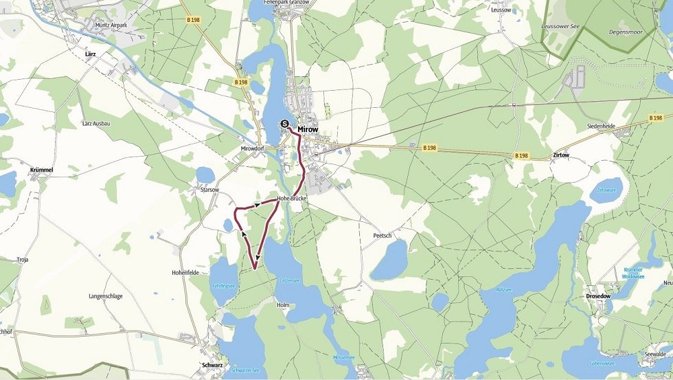 Hoge brug rond wandelpad, © Foto: Touristinformationen Wesenberg & Mirow, Mecklenburgische Kleinseenplatte