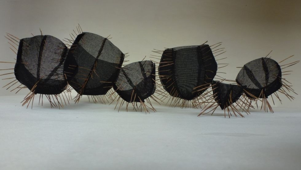 SINGLE 2014 gauze, pine needles ca 10-18cm, &copy; Angela Kiersch