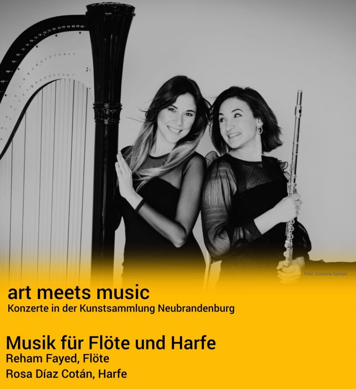 art meets music - Reham Fayed, flute / Rosa D&iacute;az Cot&aacute;n, harp // &copy; Kunstsammlung Neubrandenburg