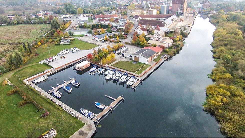 Aerial view of the Peene Marina in Demmin // &copy; Oetjen GmbH