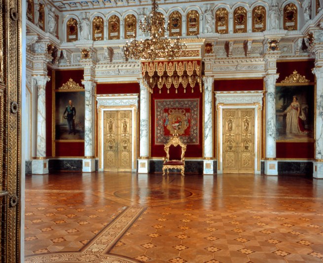 Uitzicht op de troonzaal van de groothertog in de woon- en staatsvertrekken van Slot Schwerin, © Lothar Steiner © Staatliches Museum Schwerin