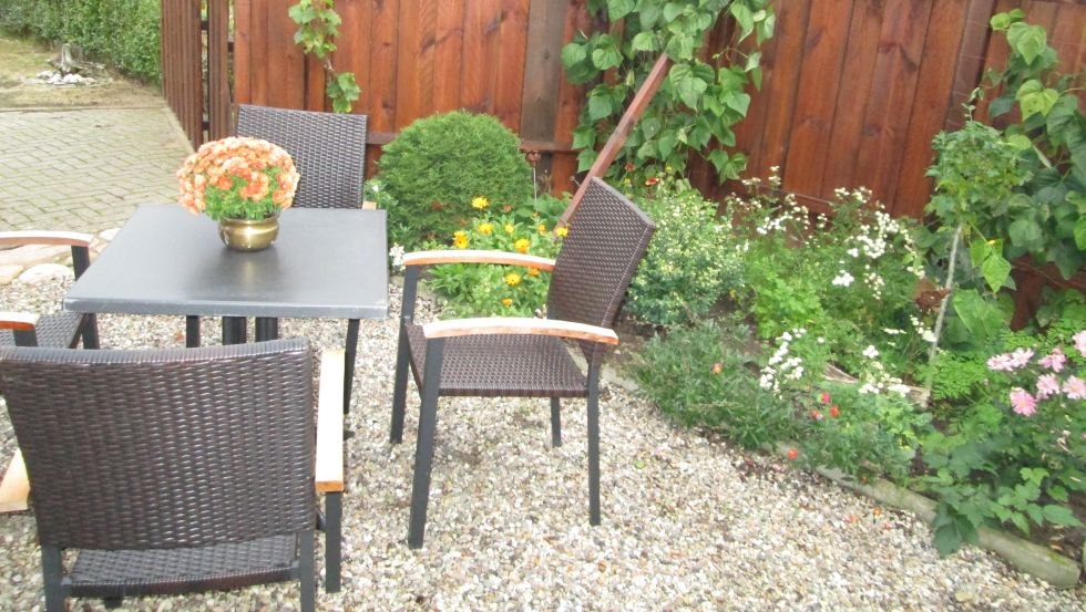 Terras van de vakantiewoning in een historische sfeer, © Kreativ- und Bastelscheune/Flint Terras van de vakantiewoning in een historische sfeer, © Kreativ- und Bastelscheune/Flint