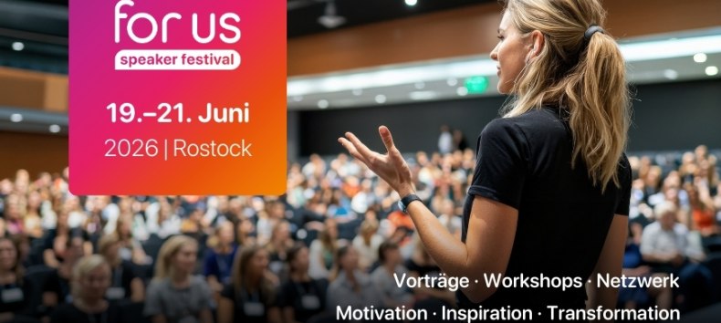 Ankündigungsvisual für das for us Speaker Festival. // © for us Speaker Festival Ankündigungsvisual für das for us Speaker Festival. // © for us Speaker Festival