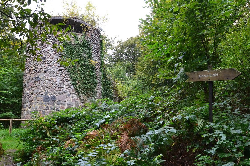 Pittoreske ruïnes van de watertoren in Semper Forest Park., © Tourismuszentrale Rügen