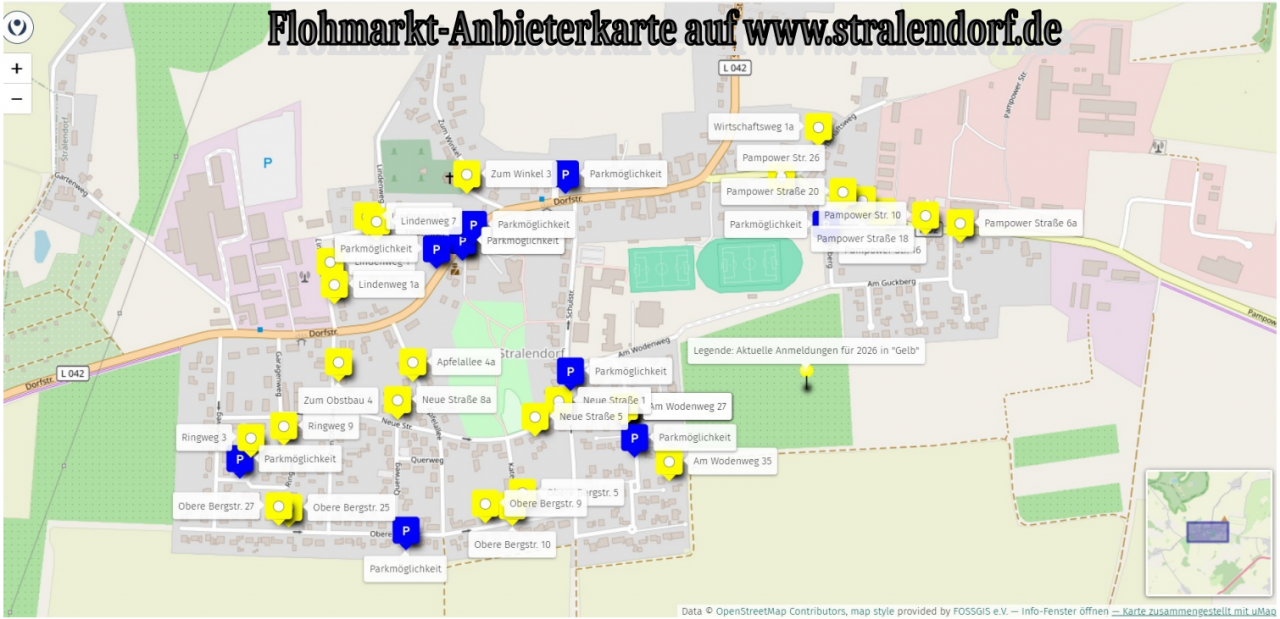 Map of flea market vendors on July 5, 2026, in Stralendorf near Schwerin. www.stralendorf.de // © www.stralendorf.de Map of flea market vendors on July 5, 2026, in Stralendorf near Schwerin. www.stralendorf.de // © www.stralendorf.de