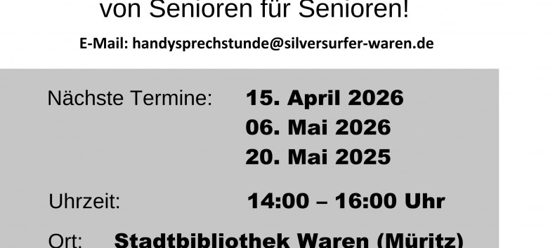 SilverSurfer-Angebot in der Warener Stadtbibliothek // &copy; Stadtbibliothek Waren (M&uuml;ritz)