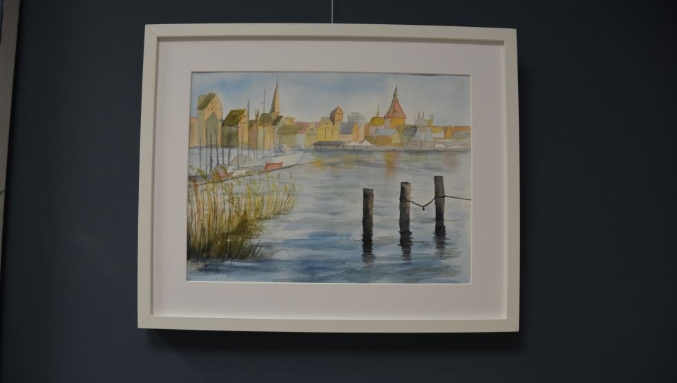 View of Rostock, watercolor, &copy; Rita Waack