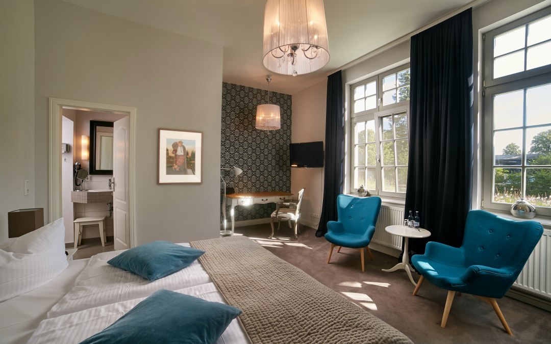 Stijlvol ingerichte kamer in Gut Vorbeck, © Gut Vorbeck / Thomas Mandt