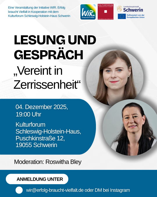 Flyer "Reading and talk" with Nora Zabel, © Akademie Schwerin/WIR. Erfolg braucht Vielfalt