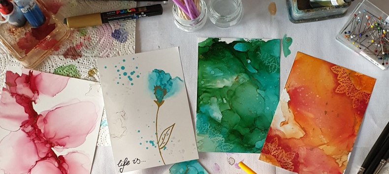 Examples of painting with Alcohol Ink, created by Sandra Gockel, &copy; Sandra Gockel