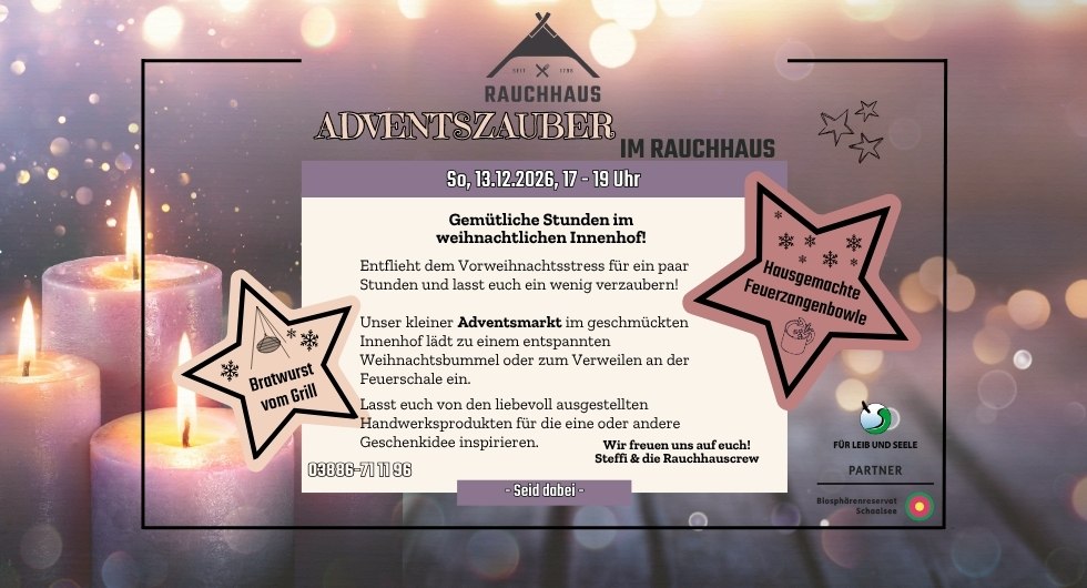 Advent magic in the Rauchhaus Möllin // © Rauchhaus Möllin Advent magic in the Rauchhaus Möllin // © Rauchhaus Möllin