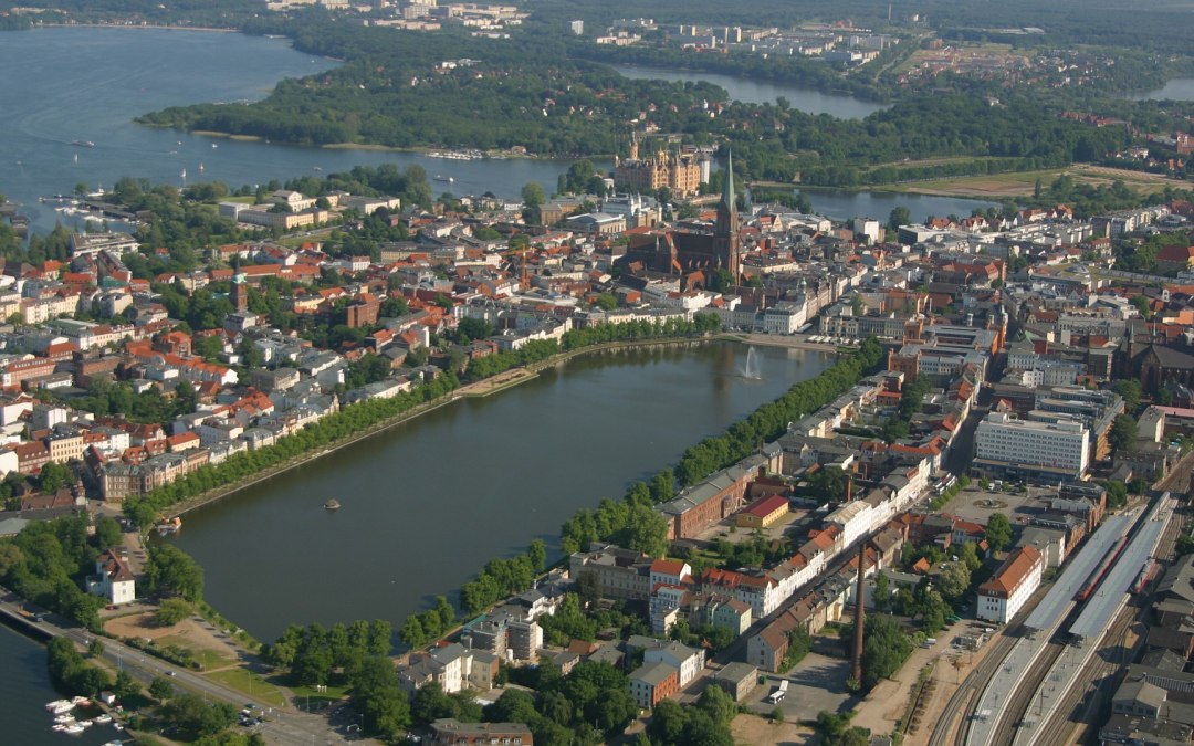Luchtfoto van het centrum van Schwerin, © Martina Lux-Grella