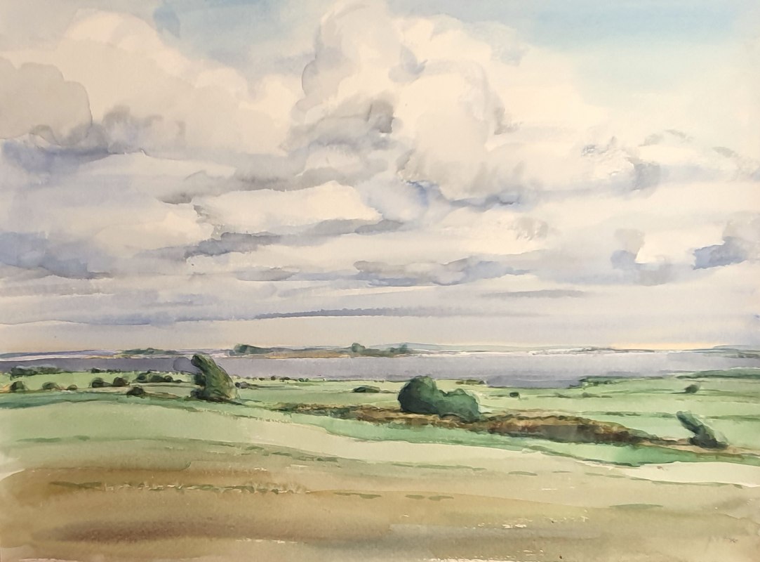 Bodden Landschap
Fischland 1990 Aquarel // &copy; J&uuml;rgen Schneider